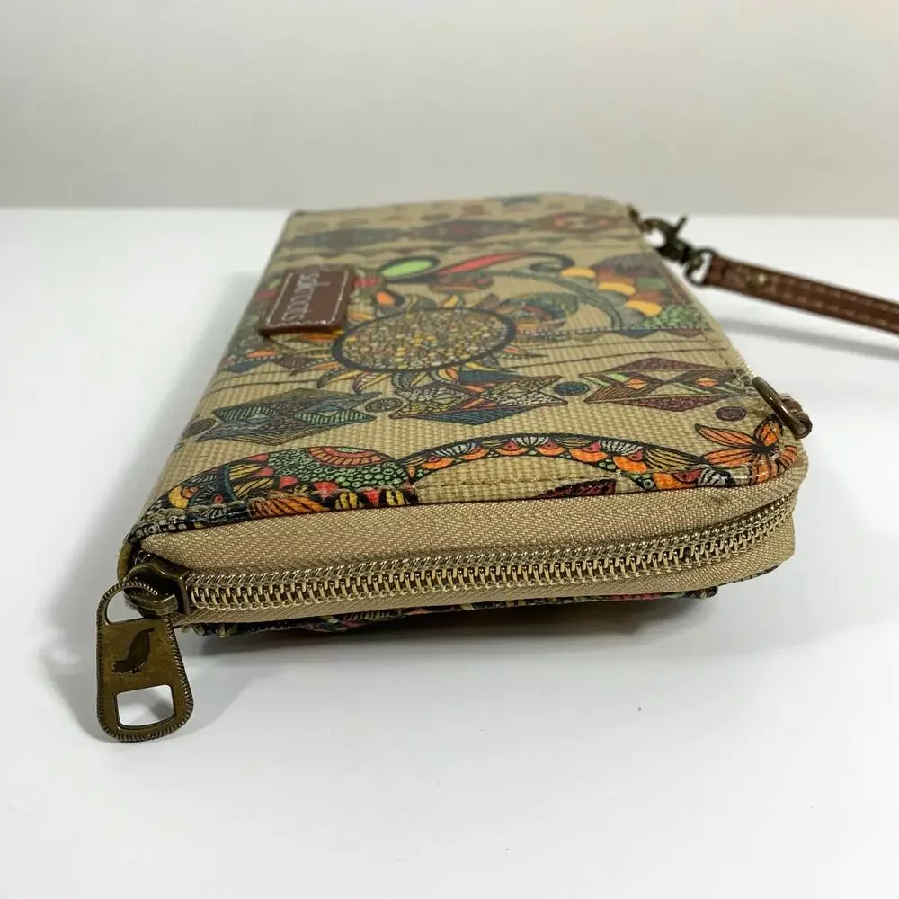 Sakroots Artist Zip Around Wallet Wristlet Floral Owl Sun Spirit Desert The Sak